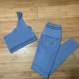 Free people Blue One-Shoulder Top and Leggings Set